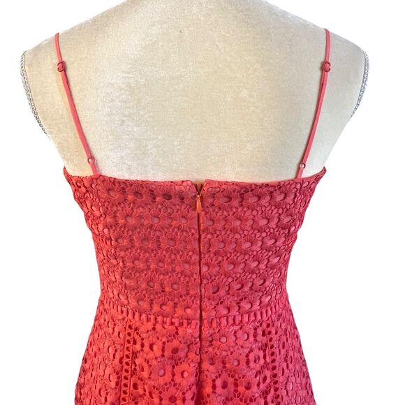 J. Crew Women's Lace Dress Coral Sleeveless Fit & Flare Party Cocktail Dress 2 - Picture 5 of 16